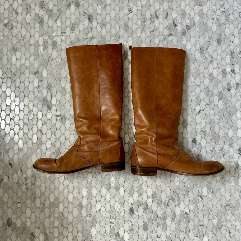 J. Crew Tan Leather Heeled Boots - Picture 2 of 7